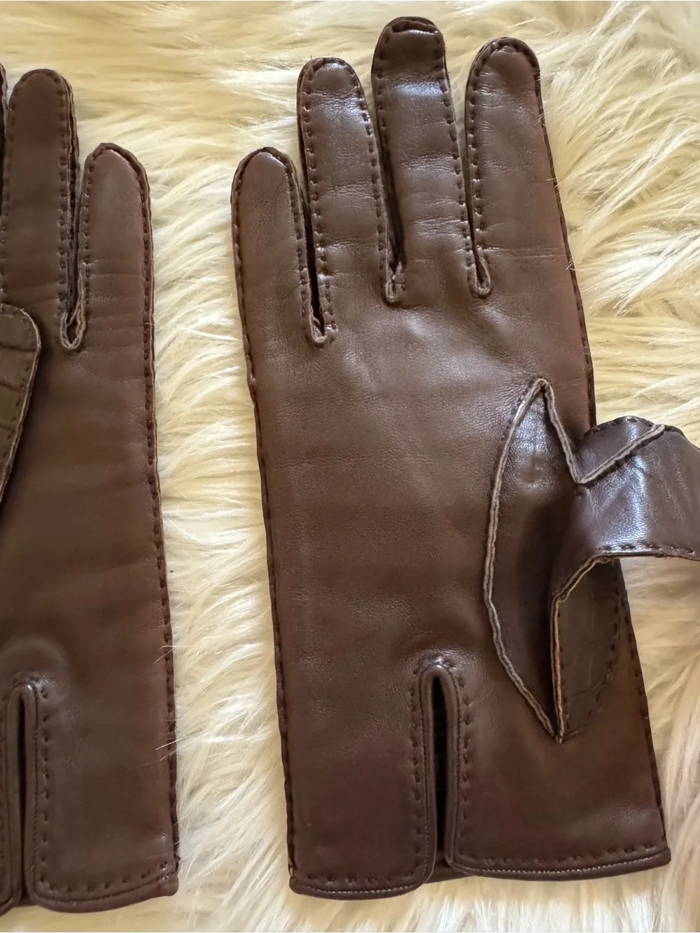 Hermes Crocodile Soya Gloves Alligator Brown Size 7.5